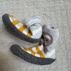 Gray and Yellow Striped Baby Booties